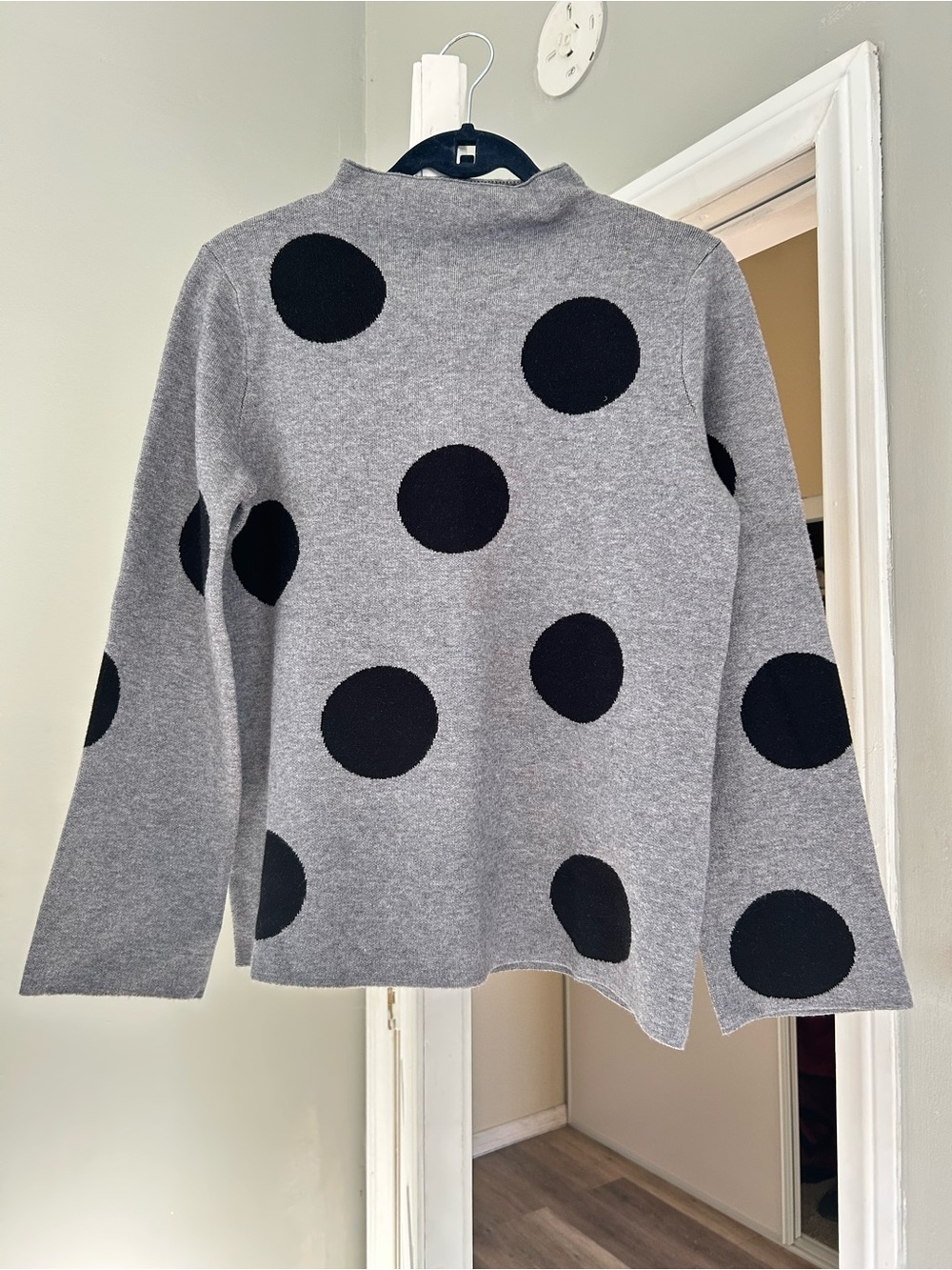 Anthropologie Calligraphie Polka Dot Sweater - Grey/Black - Size S